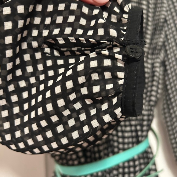 Worthington Black and White Dress with Teal Accents, Size 8 - Picture 6 of 11